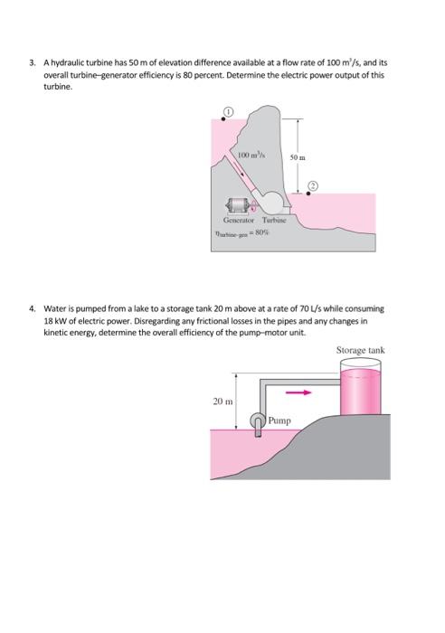 3 A Hydraulic Turbine Has 50 M Of Elevation Difference Available At A Flow Rate Of 100 M S And Its Overall Turbine Gen 1