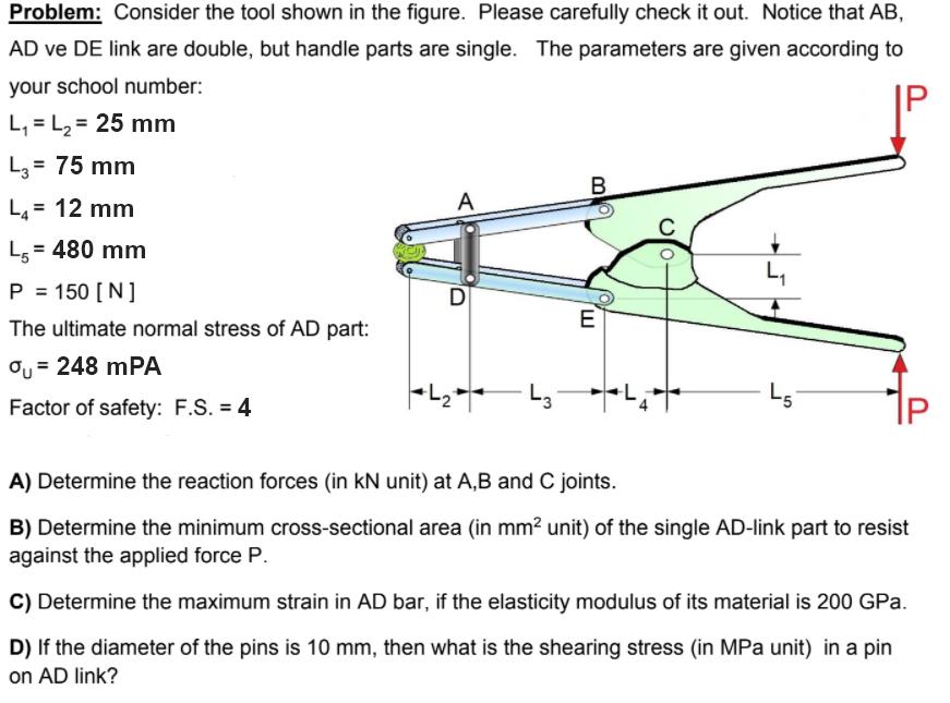 B Problem Consider The Tool Shown In The Figure Please Carefully Check It Out Notice That Ab Ad Ve De Link Are Doubl 1