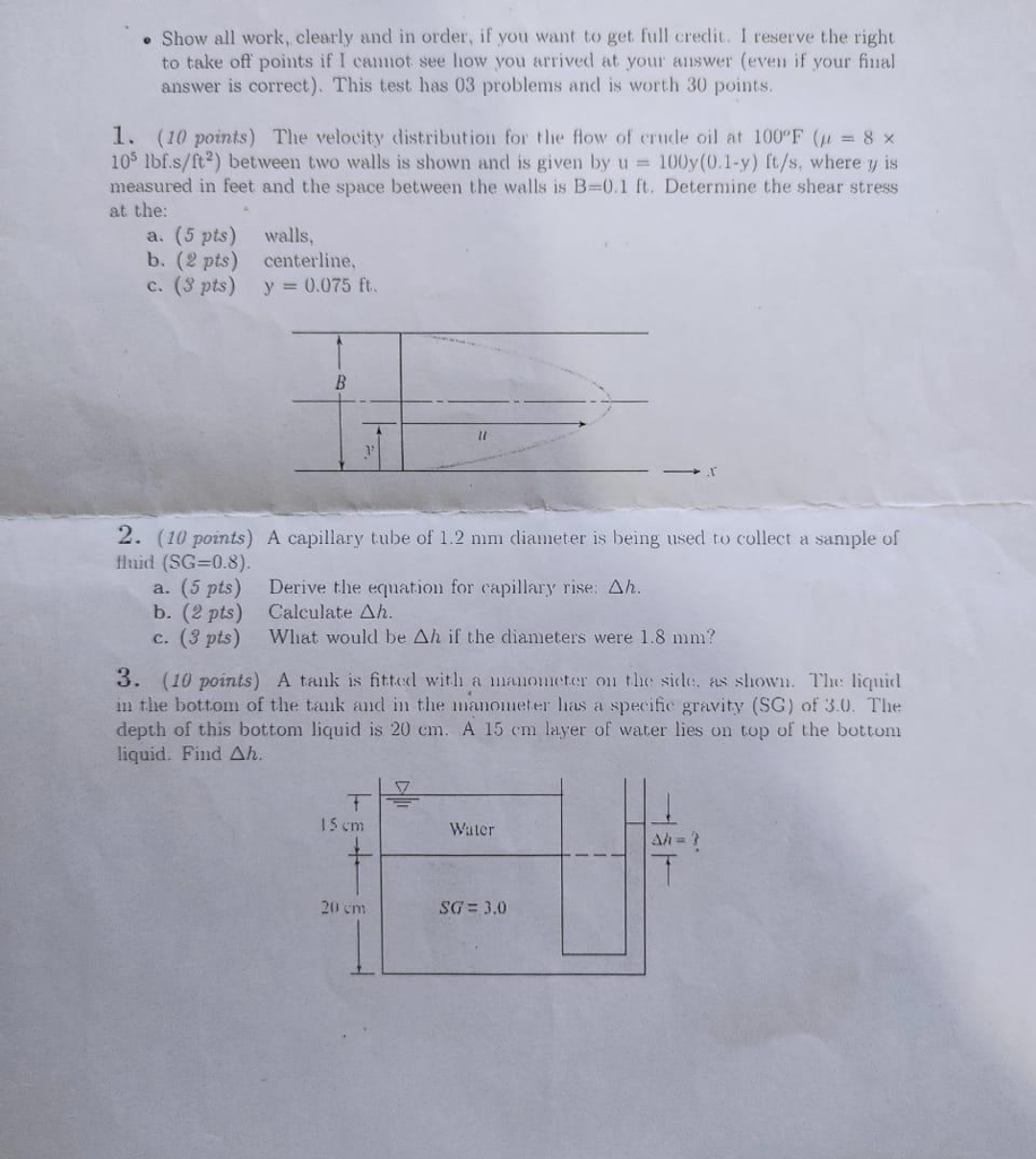 Show All Work Clearly And In Order If You Want To Get Full Credit I Reserve The Right To Take Off Points If I Camot 1