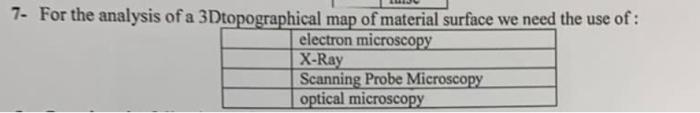 7 For The Analysis Of A 3dtopographical Map Of Material Surface We Need The Use Of Electron Microscopy X Ray Scanning 1