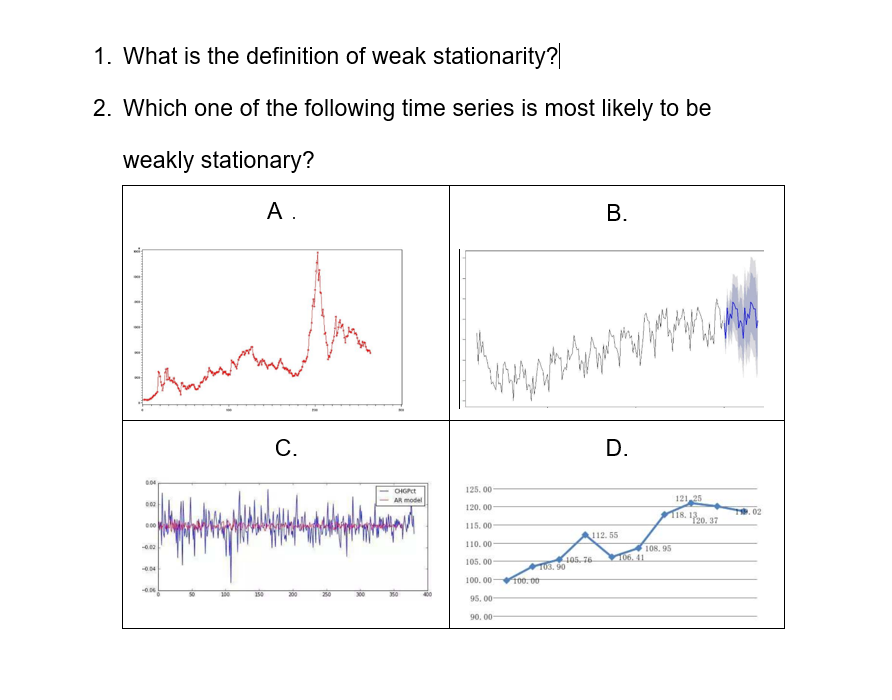 1 What Is The Definition Of Weak Stationarity 2 Which One Of The Following Time Series Is Most Likely To Be Weakly St 1