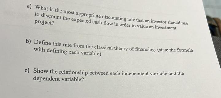 What Is The Most Appropriate Discounting Rate That An Investor Should Use To Discount The Expected Cash Flow In Order To 1