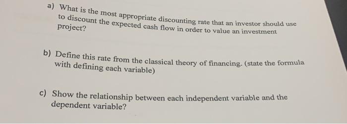 A What Is The Most Appropriate Discounting Rate That An Investor Should Use To Discount The Expected Cash Flow In Order 1