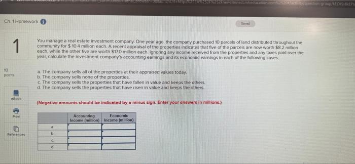 Wunnet Medications Ution Ezas Ch 1 Homework 1 You Manage A Real Estate Investment Company One Year Ago The Company Pur 1
