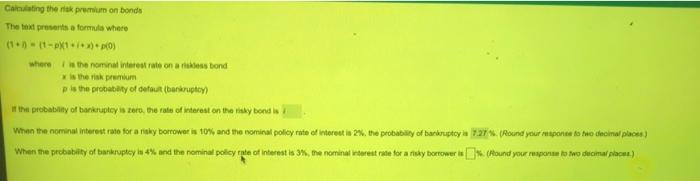 Casting The Risk Premium On Bonds The Presents A Form Where 11 11 10 Where Is The Nominal Interest Rate On A Rekes B 1
