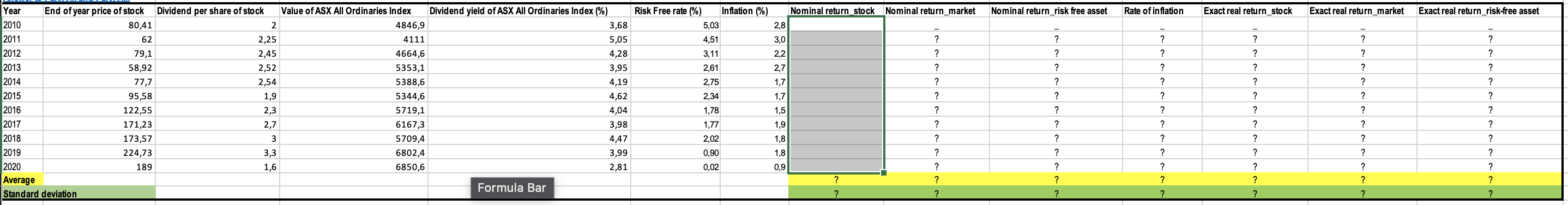 Inflation Nominal Return Stock Nominal Return Market Nominal Return Risk Free Asset Rate Of Inflation Exact Real Ret 1