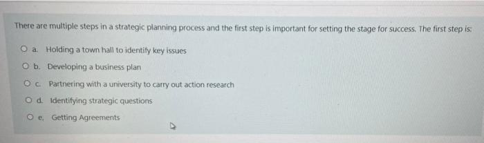 There Are Multiple Steps In A Strategic Planning Process And The First Step Is Important For Setting The Stage For Succe 1