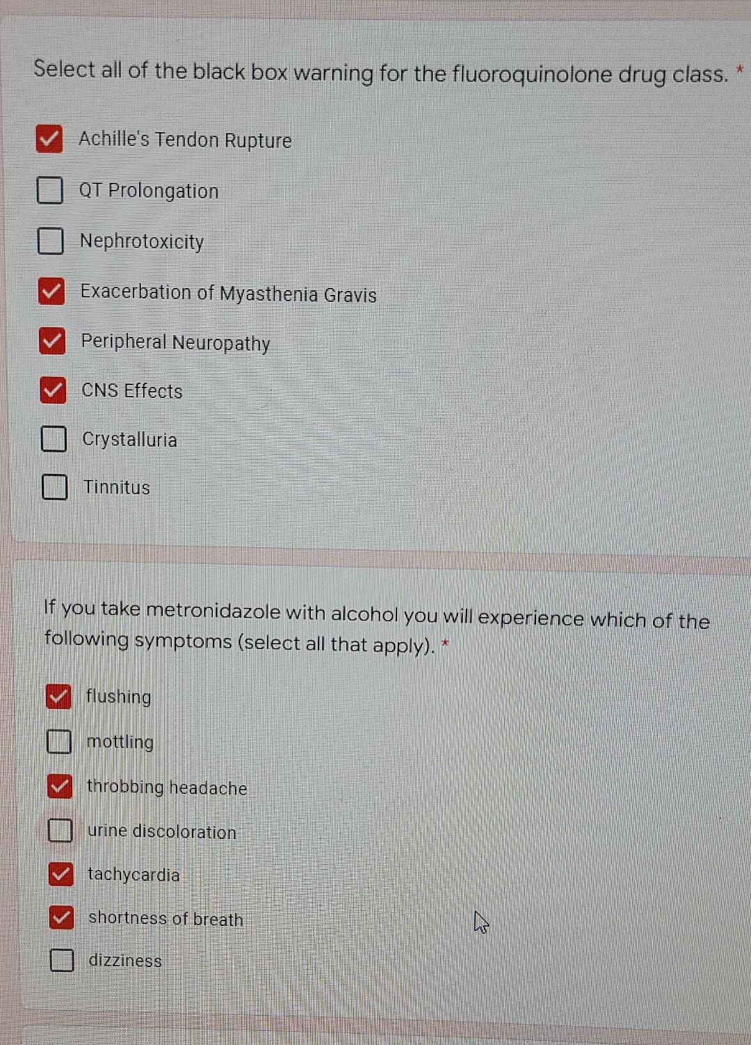Select All Of The Black Box Warning For The Fluoroquinolone Drug Class Achille S Tendon Rupture Qt Prolongation Nephrot 1
