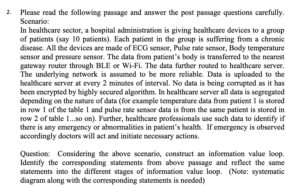 2 Please Read The Following Passage And Answer The Post Passage Questions Carefully Scenario In Healthcare Sector A 1