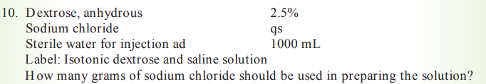 10 Dextrose Anhydrous 2 5 Sodium Chloride Gs Sterile Water For Injection Ad 1000 Ml Label Isotonic Dextrose And Sali 1