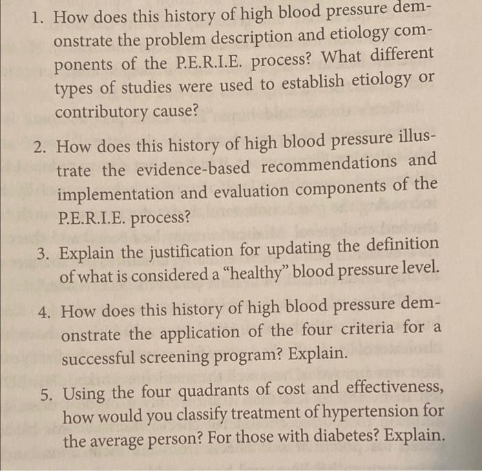 1 How Does This History Of High Blood Pressure Dem Onstrate The Problem Description And Etiology Com Ponents Of The P 1