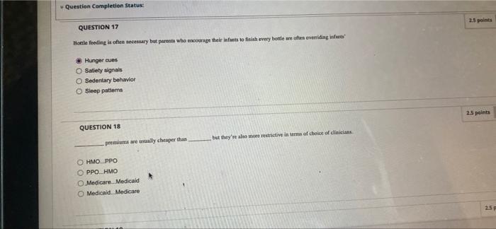 Question Completion Status 2 5 Points Question 17 Bottle Feeding Is Often Necessary But Parents Who Encourage Their Inf 1