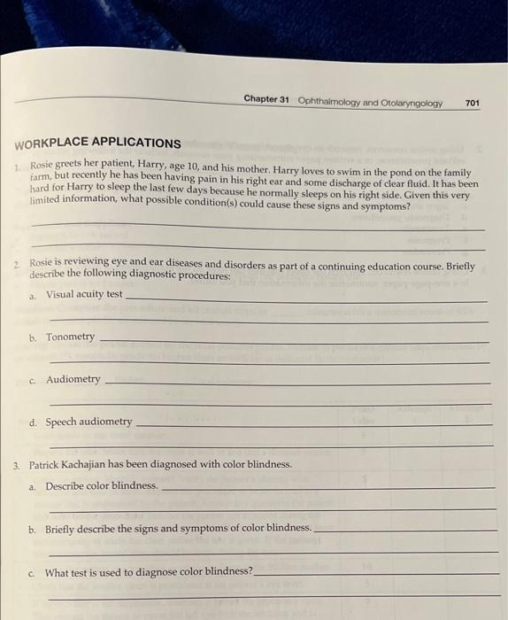Chapter 31 Ophthalmology And Otolaryngology 701 Workplace Applications 1 Rosie Greets Her Patient Harry Age 10 And H 1