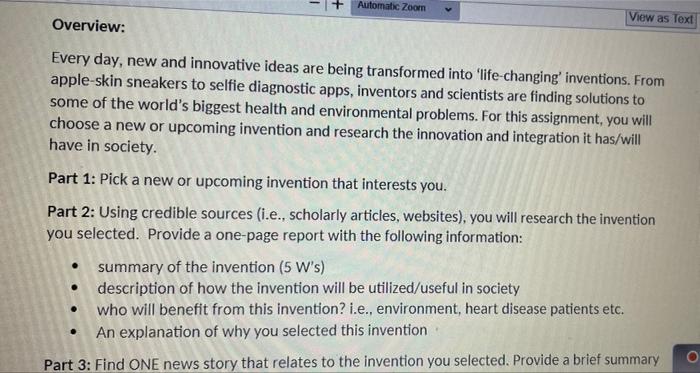 Automatic Zoom View As Text Overview Every Day New And Innovative Ideas Are Being Transformed Into Life Changing I 1