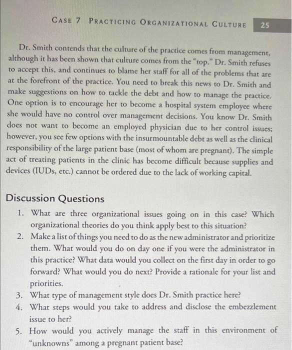 Practicing Organizational Culture Without A Leader Dea Robinson Small Feet Ob Gyn Was At One Time A Robust Practice With 4