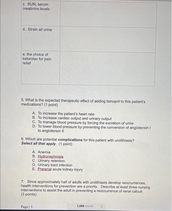 Admission For Urolithiasis Kidney Stones Patient History And Nurse S Notes Cal Stone Age 52 Is Admitted To The Hospi 3