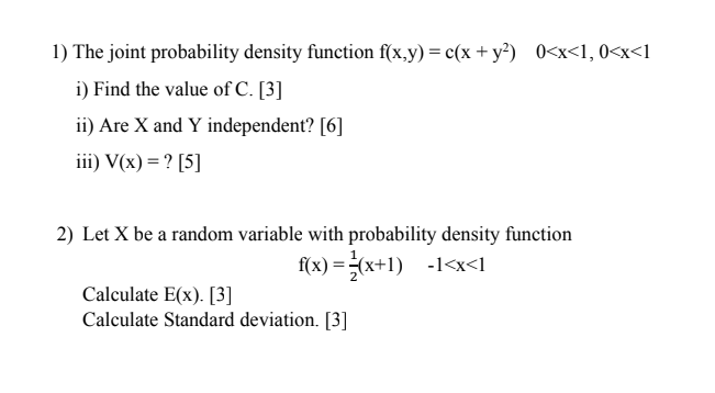 1 The Joint Probability Density Function F X Y C X Y2 0 1