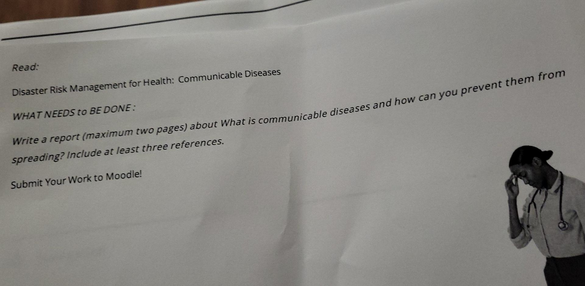 Read Disaster Risk Management For Health Communicable Diseases What Needs To Be Done Write A Report Maximum Two Page 1