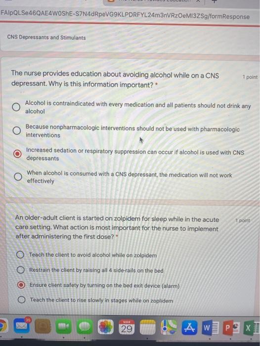 Faipqlse46qae4woshe S7n4drpevg9klpdrfyl24m3nvrzoem13zsg Formresponse Cns Depressants And Stimulants The Nurse Provides E 1