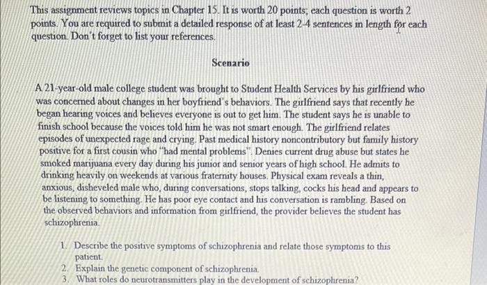 This Assignment Reviews Topics In Chapter 15 It Is Worth 20 Points Each Question Is Worth 2 Points You Are Required T 1