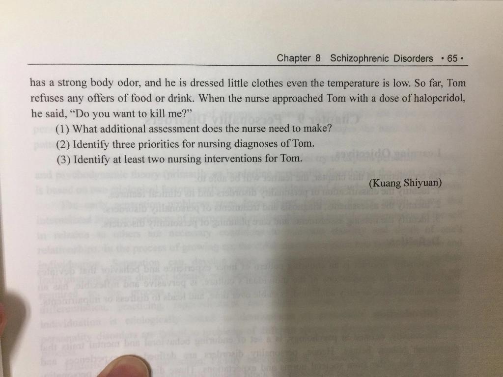 Chapter 8 Schizophrenic Disorders 65 Has A Strong Body Odor And He Is Dressed Little Clothes Even The Temperature Is 1