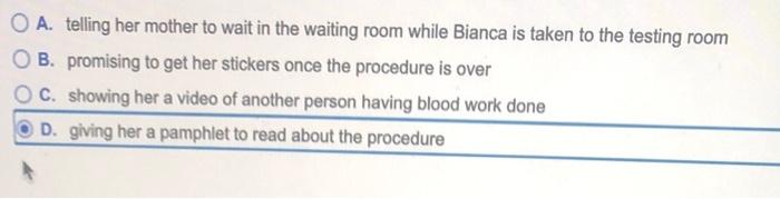 O A Telling Her Mother To Wait In The Waiting Room While Bianca Is Taken To The Testing Room O B Promising To Get Her 1