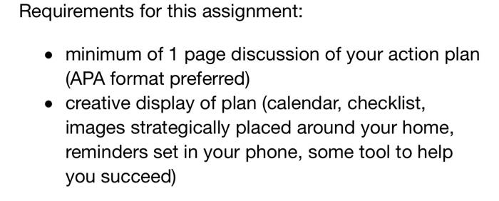 For This Assignment You Will Create A Very Specific Action Plan To Successfully Achieve Your Personal Health Goal Rev 2