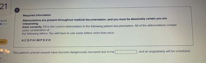 21 3 Of 6 Required Information Abbreviations Are Present Throughout Medical Documentation And You Must Be Absolutely Ce 1