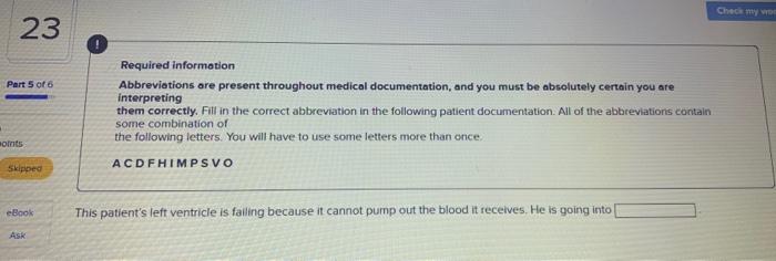 Chewy 23 Part 5 Of 6 Required Information Abbreviations Are Present Throughout Medical Documentation And You Must Be Ab 1