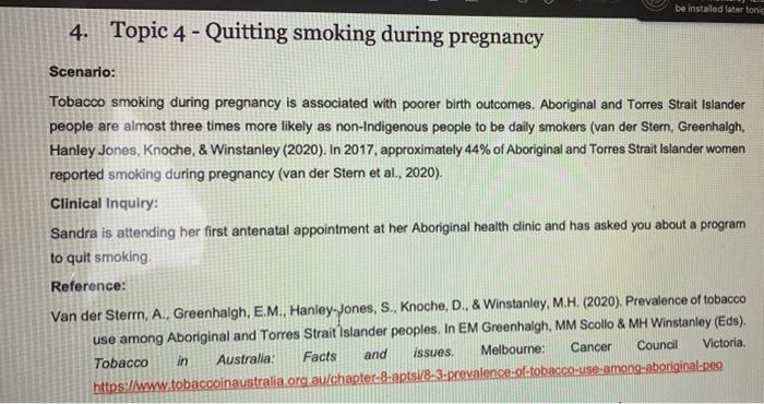 Be Installed Later Tonic 4 Topic 4 Quitting Smoking During Pregnancy Scenario Tobacco Smoking During Pregnancy Is As 1