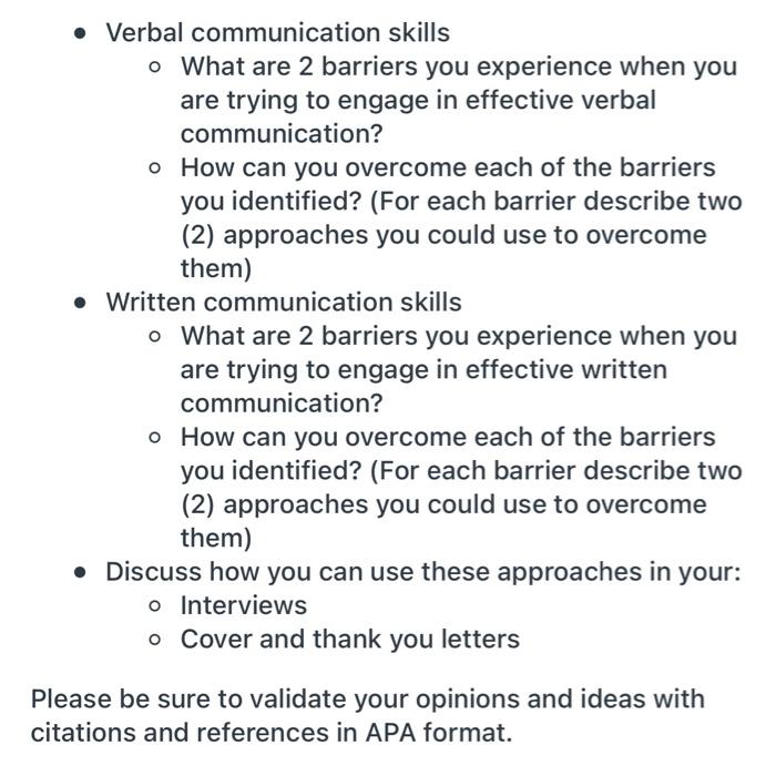 Verbal Communication Skills O What Are 2 Barriers You Experience When You Are Trying To Engage In Effective Verbal Com 1