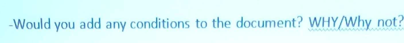 Would You Add Any Conditions To The Document Why Why Not 1