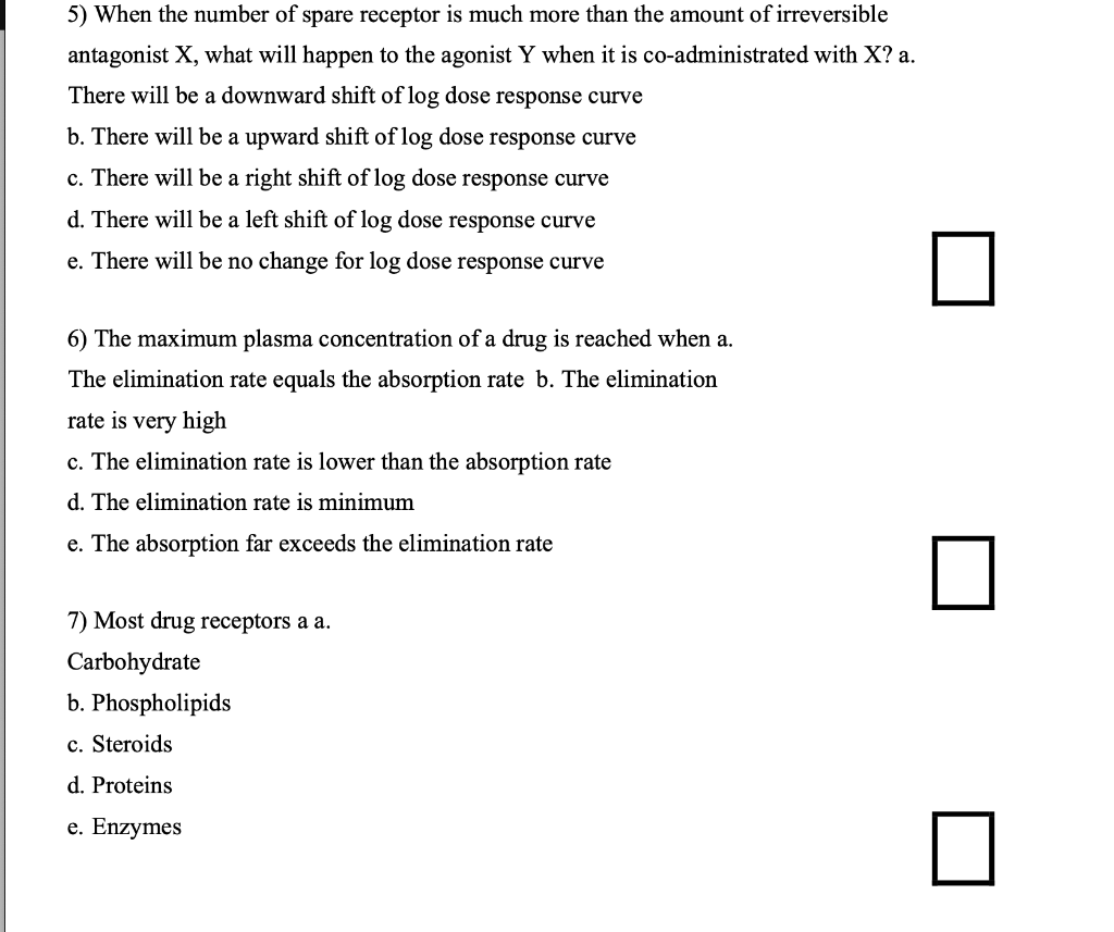 5 When The Number Of Spare Receptor Is Much More Than The Amount Of Irreversible Antagonist X What Will Happen To The 1