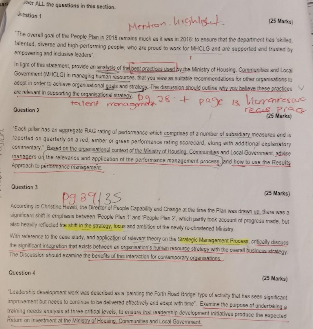 Mart Wer All The Questions In This Section Question 1 25 Marks Mention Highlight T The Overall Goal Of The People Pl 1