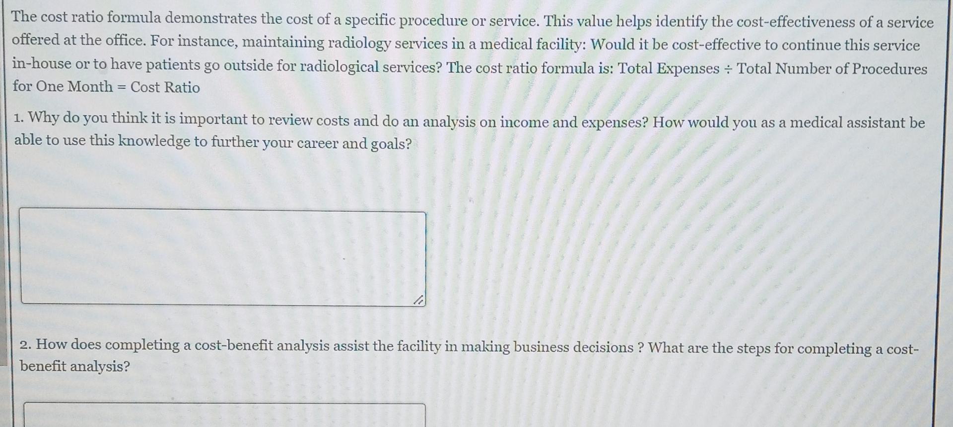 The Cost Ratio Formula Demonstrates The Cost Of A Specific Procedure Or Service This Value Helps Identify The Cost Effe 1