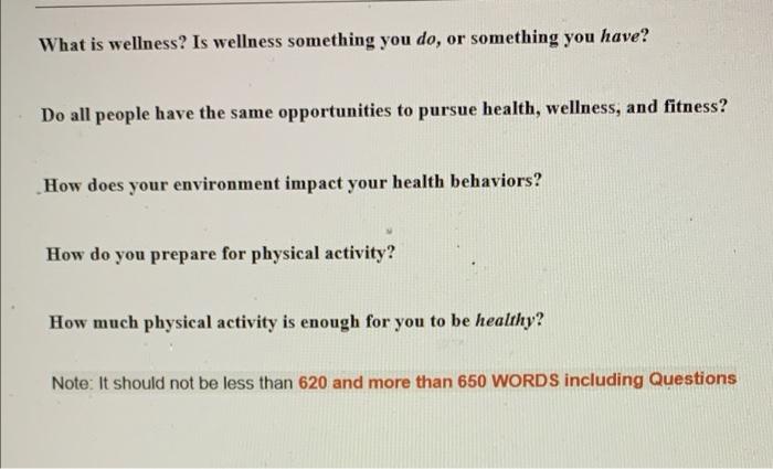 What Is Wellness Is Wellness Something You Do Or Something You Have Do All People Have The Same Opportunities To Purs 1