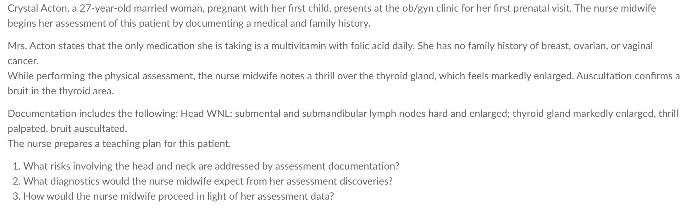 Crystal Acton A 27 Year Old Married Woman Pregnant With Her First Child Presents At The Ob Gyn Clinic For Her First P 1