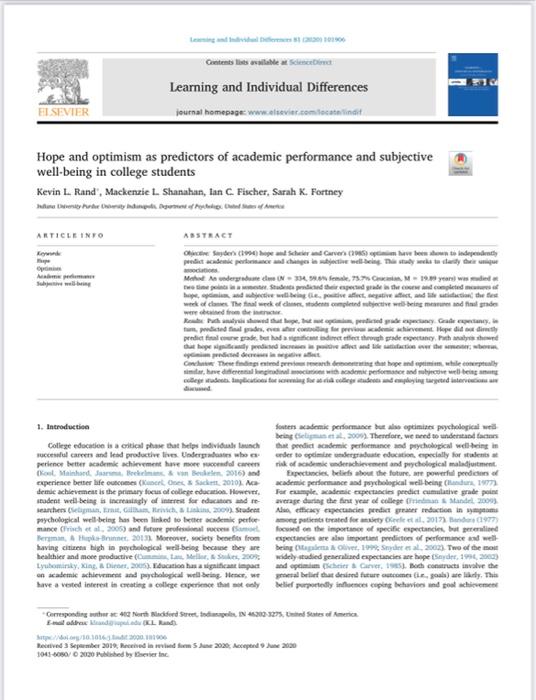 Content Is Able Sciencedirect Learning And Individual Differences Journal Homepage Www Elsevier Com Tocatalinat Elsevier 1