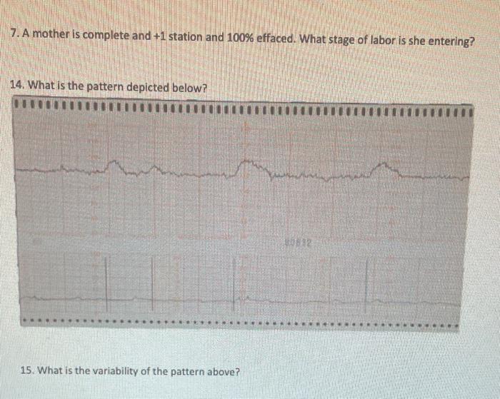 7 A Mother Is Complete And 1 Station And 100 Effaced What Stage Of Labor Is She Entering 14 What Is The Pattern De 1