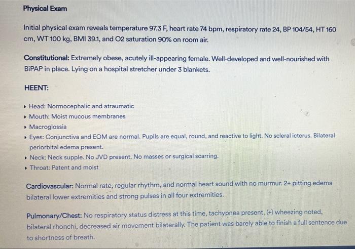 Case Presentation The Patient Is A 60 Year Old White Female Presenting To The Emergency Department With Acute Onset Shor 2