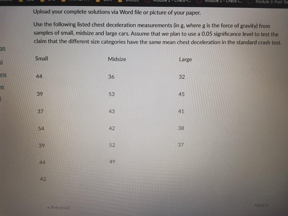 2 Checkol Module 3 Post Upload Your Complete Solutions Via Word File Or Picture Of Your Paper Use The Following Liste 1