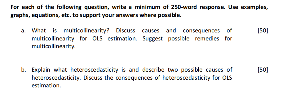 For Each Of The Following Question Write A Minimum Of 250 Word Response Use Examples Graphs Equations Etc To Suppo 1