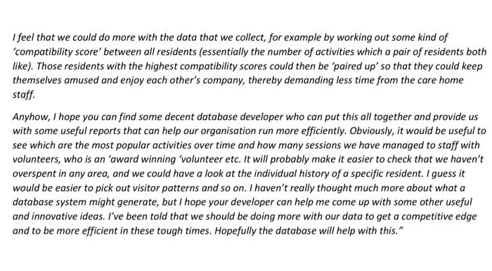 Isdb Information Systems And Databases Assignment Scenario A Residential Care Home Company Has Decided To Set Up A Schem 2