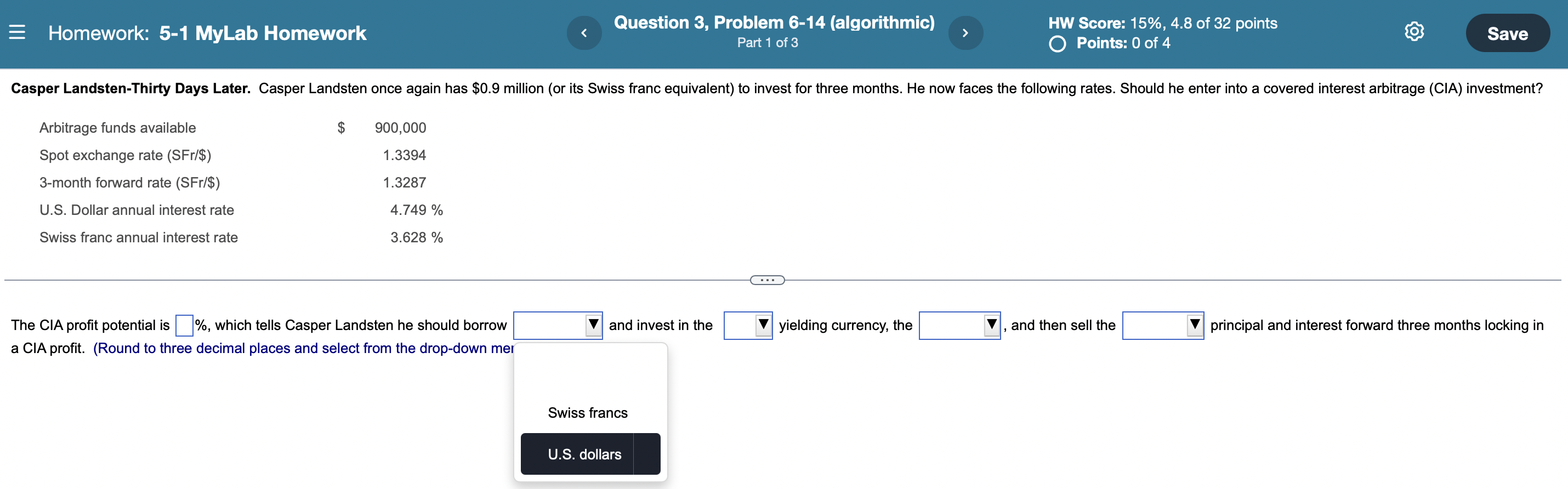 Homework 5 1 Mylab Homework Question 3 Problem 6 14 Algorithmic Part 1 Of 3 Hw Score 15 4 8 Of 32 Points O Po 1