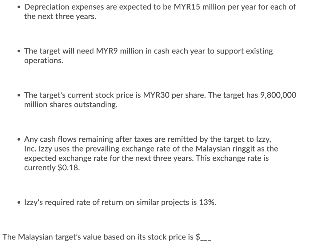 Izzy Inc A U S Based Mnc Has Screened Several Targets Based On Economic And Political Considerations Only One Elig 2
