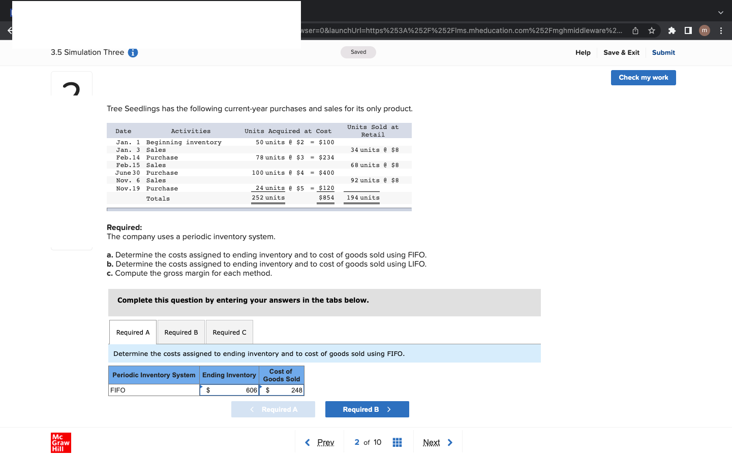 Nser 0 Launchurl Https 253a 252f 252flms Mheducation Com 252fmghmiddleware 2 U M 3 5 Simulation Three I Saved Help Sa 1