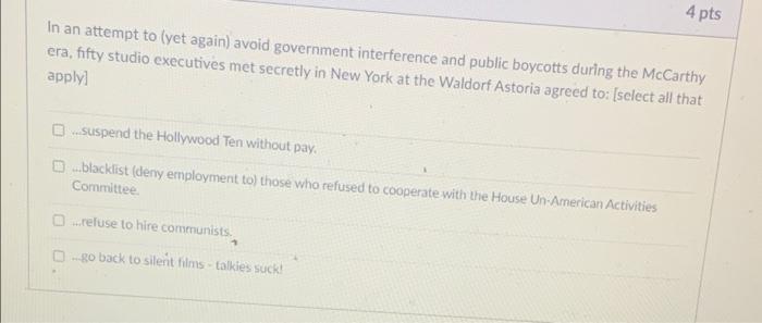4 Pts In An Attempt To Lyet Again Avoid Government Interference And Public Boycotts During The Mccarthy Era Fifty Stud 1