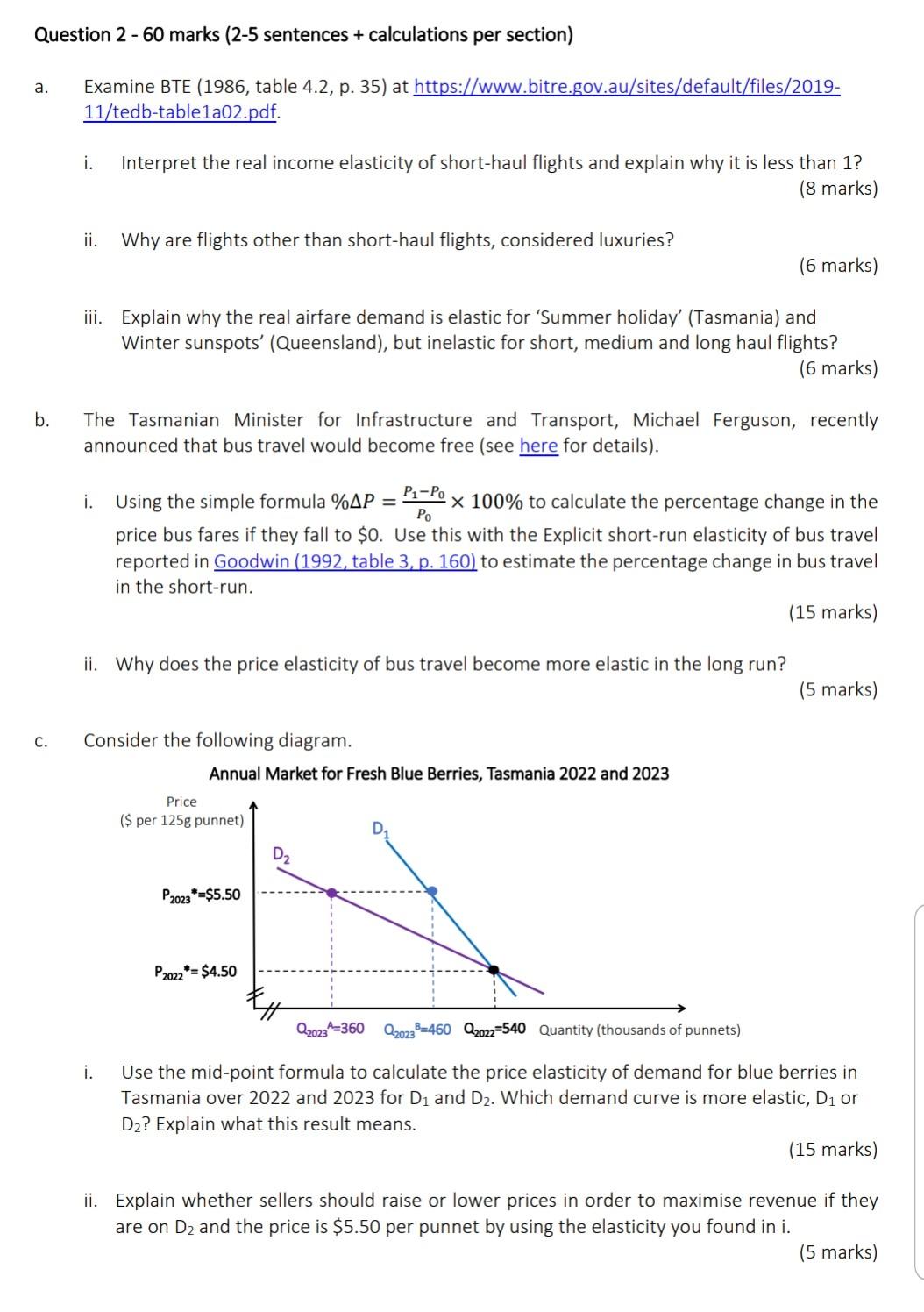 Question 2 60 Marks 2 5 Sentences Calculations Per Section A Examine Bte 1986 Table 4 2 P 35 At Https Www 1