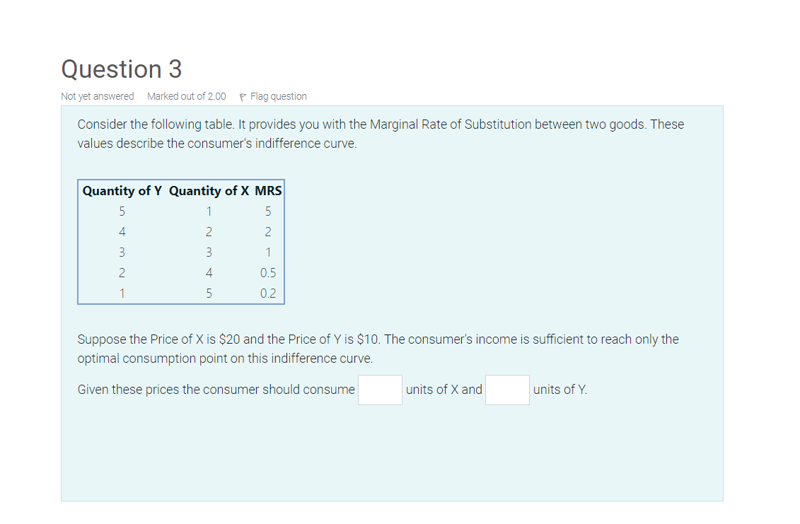 Question 3 Not Yet Answered Marked Out Of 2 00 P Flag Question Consider The Following Table It Provides You With The Ma 1