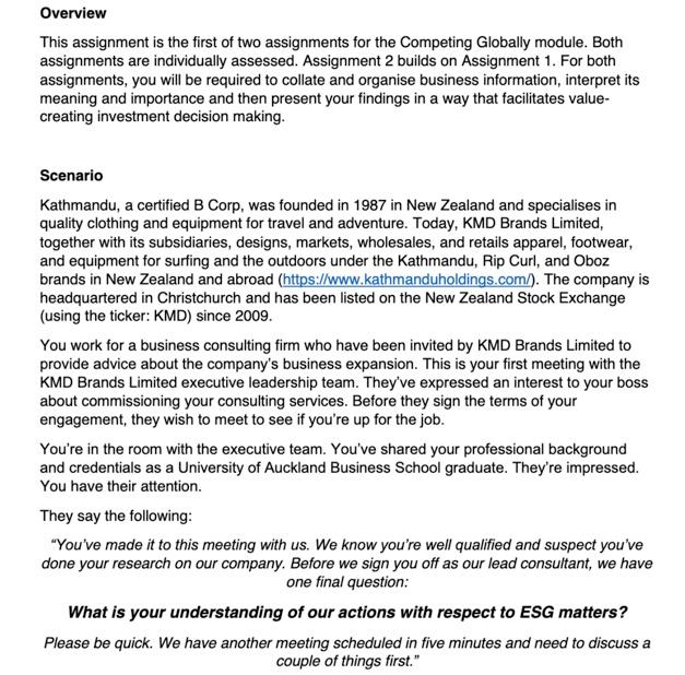 Overview This Assignment Is The First Of Two Assignments For The Competing Globally Module Both Assignments Are Individ 1